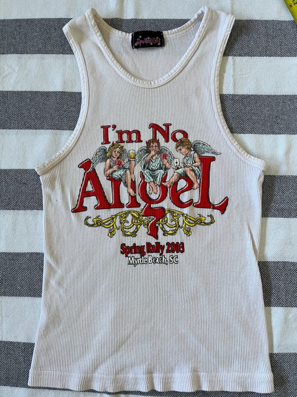 "I'm No Angel" Light Pink Ribbed Tank from the Spring Rally, Myrtle Beach, SC